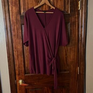 Purple Short Sleeve ties at Waist